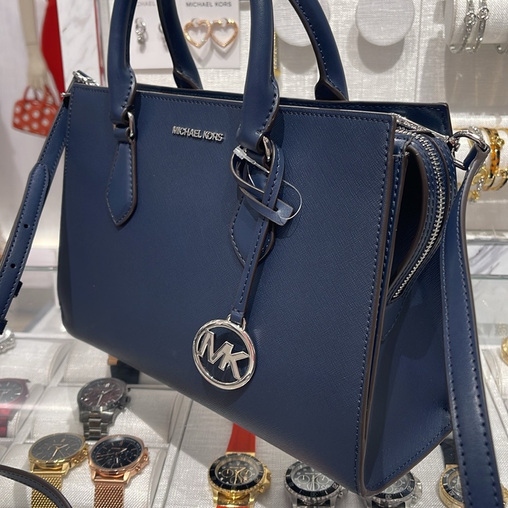 Michael Kors Sheila Medium Center Zip Satchel Crossbody Bag
Navy 
NWT - Picture 2 of 16